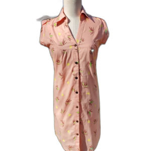 Roberta Oaks peach fan palms shirtdress